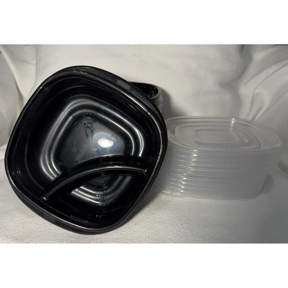 Rubbermaid 2.35 Cup Square Plastic Container Snap Lid BPA Free Black, 10 Pack